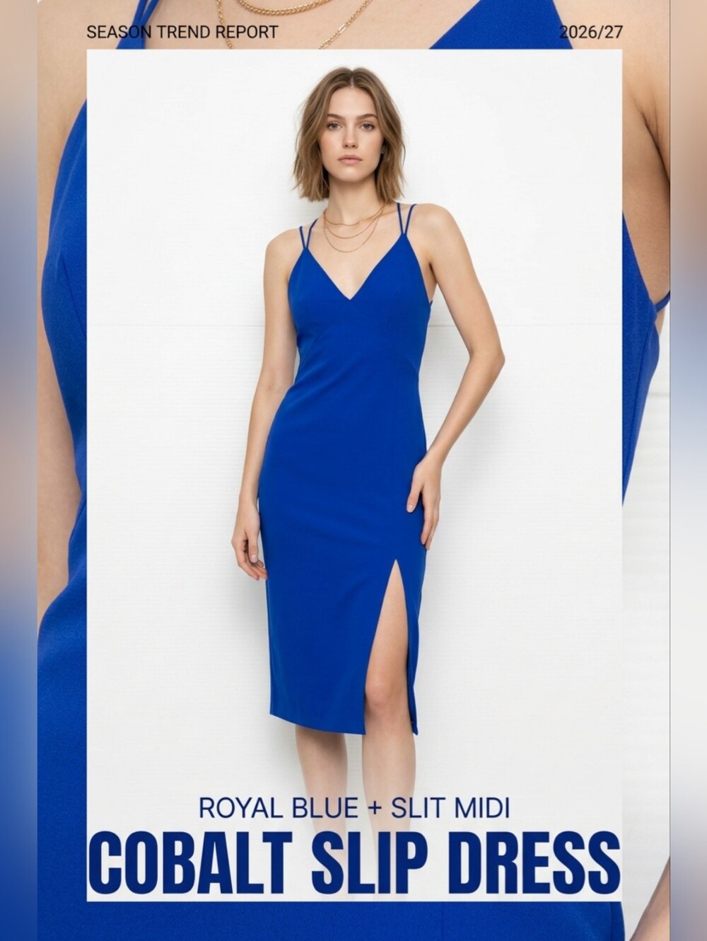 Top Shop Pencil Open Back Spaghetti Straps Deep Blue Color Dress, US6 EUR38 UK10